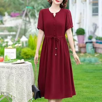 Женское элегантное платье, повседневное летнее длинное платье с коротким рукавом, женская винтажная одежда XL чёрный