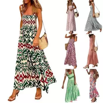 Женское элегантное платье с эластичным поясом и принтом, длинное платье с французским цветочным ремнем в праздничном стиле L