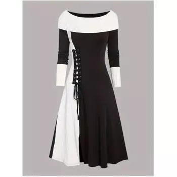 Женское элегантное платье с цветными блоками 2XL чёрный