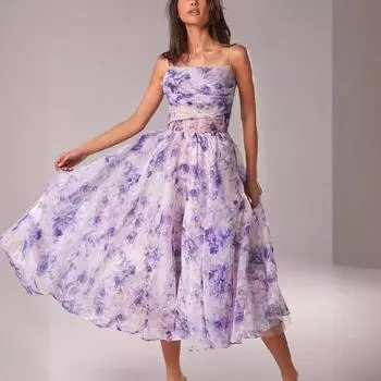 Женское элегантное платье с подтяжками без рукавов с цветочным принтом для невесты и подружек невесты, длинное свадебное платье, великолепное вечернее платье миди XS розовый