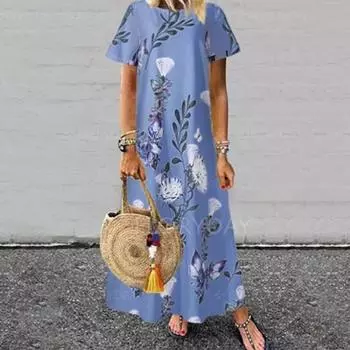 Женское элегантное платье с принтом в виде цветка и листьев, короткое свободное платье для отдыха XL жёлтый