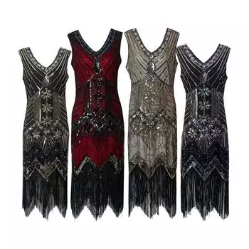 Женское элегантное ретро вечернее платье высокого класса для банкета с пайетками и бусинами, без рукавов, подружки невесты, свадебное длинное платье, великолепное вечернее платье миди, бальные платья S