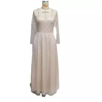 Женское элегантное сетчатое платье с блестками и длинными рукавами, макси-длинное свадебное платье, свадебное платье для подружек невесты, вечерние платья L розовый