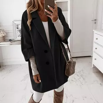 Женское элегантное смешанное пальто из искусственной шерсти, тонкое женское длинное пальто, верхняя одежда, куртка S белый