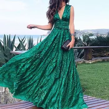 Женское элегантное свадебное платье макси с v-образным вырезом без рукавов, длинное платье для невесты, вечерние платья для подружек невесты XL зелёный