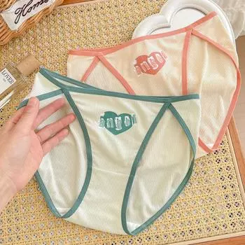 Женское антибактериальное нижнее белье для девочек, сексуальные дышащие трусы с высоким разрезом в промежности, милые трусы Pure Desire M