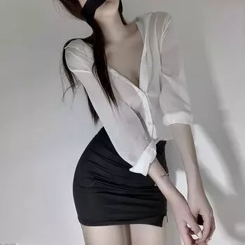 Женское эротическое белье учитель косплей сексуальный обнаженный ночной клуб мини-юбка секретарь офисная форма мисс офис леди сексуальные костюмы One Size