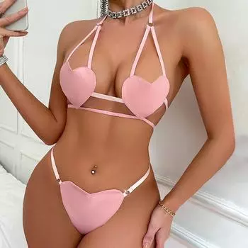 Женское эротическое белье в форме сердца, полое сексуальное нижнее белье, комплект нижнего белья для секса с молодыми девушками, эротическое сексуальное нижнее белье, наряд Lenceria S