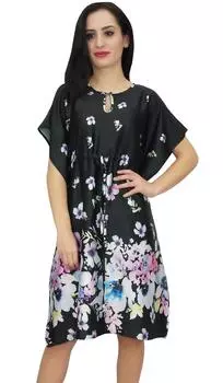 Женское атласное черное кимоно Bimba с цветочным принтом и шнурком, короткий кафтан-10 10 чёрный
