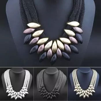 Женское этническое плетеное ретро-колье-колье с воротником и подвеской, ювелирные изделия One Size разноцветный