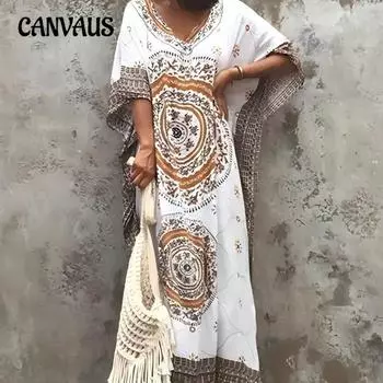 Женское этническое пляжное платье с принтом и позиционированием, турецкий халат из хлопка, пляжная толстовка с капюшоном one size синий