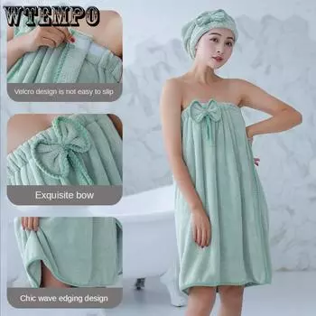 Женское банное полотенце, мягкая и быстро впитывающая банная юбка, банное полотенце, носимый халат 70*140 розовый