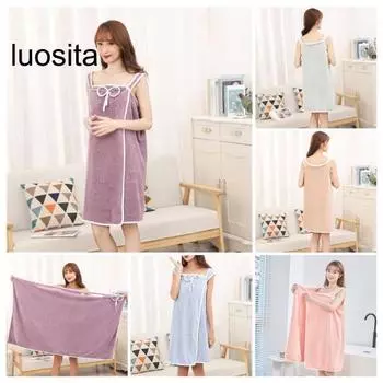 Женское банное полотенце, застежка на пуговицы, обертка для спа-полотенца, мягкое быстросохнущее, халат для душа для домашней ванной комнаты фиолетовый