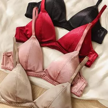 Женское бархатное нижнее белье, сексуальный бесшовный бюстгальтер с треугольными чашками, глубокий V-образный вырез, беспроводной комфортный бюстгальтер, высококачественное нижнее белье, трусики, комплекты S чёрный