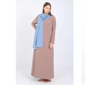 Женское базовое длинное прямое платье больших размеров бежевое