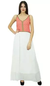 Женское белое макси-платье Bimba на тонких бретелях, жоржет, повседневное праздничное платье Sumer 16 белый