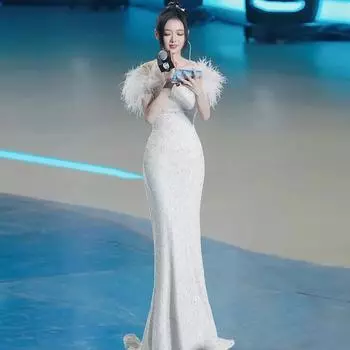 Женское белое вечернее платье, высококачественная длинная юбка «рыбий хвост» на одно плечо XXXXXL