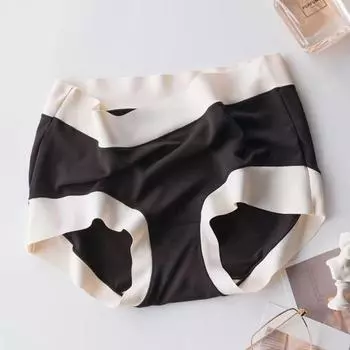 Женское бесшовное дышащее антибактериальное нижнее белье из чистого хлопка с плоской талией и средней высокой талией большого размера M чёрный