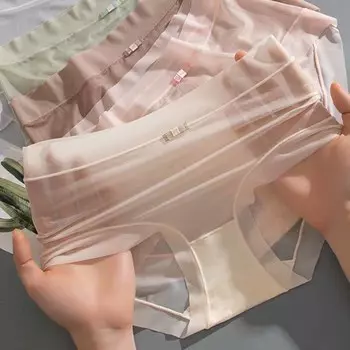 Женское бесшовное хипстерское невидимое эластичное нижнее белье из ледяного шелка, нижнее белье-бикини, трусики M розовый