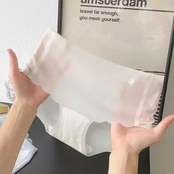 Женское бесшовное хипстерское невидимое эластичное нижнее белье из ледяного шелка, нижнее белье-бикини, трусики-трусы M чёрный