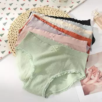 Женское бесшовное кружевное нижнее белье со средней талией, женское нижнее белье из чистого хлопка, антибактериальное и бесследное гладкое женское треугольное белье из шелка единорога one size коричневый