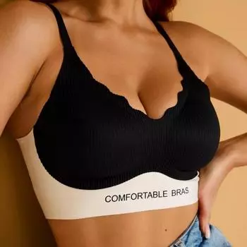 Женское бесшовное нижнее белье 3D Full Cover Push Up Bra Wireless Bralette M чёрный