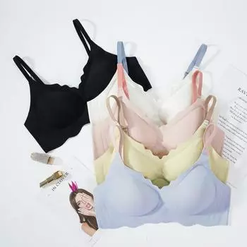 Женское бесшовное нижнее белье без стального кольца, однотонный, мягкий и удобный, регулируемый бюстгальтер, маленький, регулируемый бюстгальтер M/34 белый