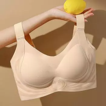 Женское бесшовное нижнее белье большого размера, большая грудь, собранная без стального кольца, тонкий бюстгальтер с полной чашкой, препятствующий провисанию M = 34/75 чёрный