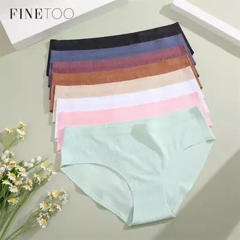 Женское бесшовное нижнее белье FINETOO, сексуальное, с низкой талией, шелковое, дышащее нижнее белье S белый