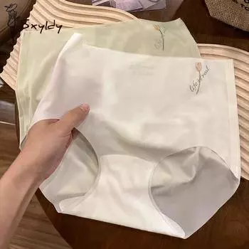 Женское бесшовное нижнее белье Ice Silk, ультратонкие дышащие трусы средней посадки для женщин M чёрный