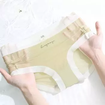 Женское бесшовное нижнее белье Ice Silk из чистого хлопка с антибактериальными свойствами, тонкий дизайн шагового шва, большие размеры, нижнее белье для девочек с треугольными чашечками M белый
