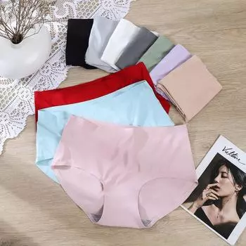 Женское бесшовное нижнее белье Ice Silk, цельное нижнее белье, дышащие сексуальные трусы, треугольные трусики со средней талией S белый