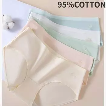 Женское бесшовное нижнее белье из чистого хлопка, удобные антибактериальные трусы с промежностью M