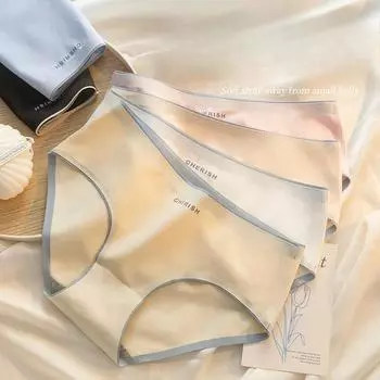 Женское бесшовное нижнее белье из чистого хлопка, полностью хлопковое, с антибактериальным графеновым промежностным слоем, трусы средней талии, женские трусики-треугольники больших размеров M розовый