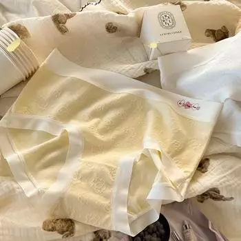 Женское бесшовное нижнее белье из чистого хлопка класса А, большого размера, из хлопка, антибактериальное, 5А, с треугольными чашечками и средней талией M синий