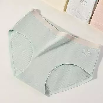 Женское бесшовное нижнее белье из чистого хлопка антибактериального хлопка с промежностью талии тонкие треугольные трусики M