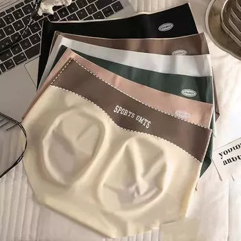 Женское бесшовное нижнее белье из ледяного шелка контрастного цвета, дышащее, удлиненное нижнее белье, удобные тонкие трусы-невидимки для женщин, трусики-панталоны M чёрный