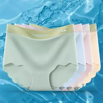 Женское бесшовное нижнее белье с треугольными чашками из ледяного шелка, спортивное нижнее белье для девочек со средней и высокой талией, чистое дышащее нижнее белье для йоги M чёрный