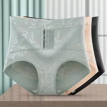 Женское бесшовное нижнее белье с утягивающим эффектом на бедрах и средней талией, компрессионное, стягивающее талию, дышащее, удобное, антибактериальное, треугольное белье M чёрный