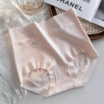 Женское бесшовное нижнее белье с высокой талией большого размера с трусиками, компрессионные трусики для живота, утягивающие трусики из чистого хлопка M розовый