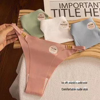 «Женское бесшовное нижнее белье-стринги Ice Silk — чистый хлопок, с заниженной талией, большой размер» L (50-60 kg) синий