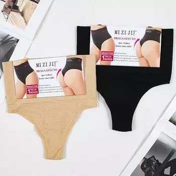 Женское бесшовное нижнее белье Т-образной формы, корректирующее фигуру, корректирующее фигуру с высокой талией S чёрный