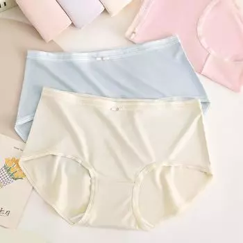 Женское бесшовное нижнее белье, женские летние тонкие удобные антибактериальные трусики-треугольники средней талии с дышащими чашками M