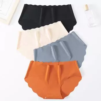 Женское бесшовное японское цельное нижнее белье из ледяного шелка с дышащей хлопковой вставкой и волнистым дизайном M (40-50 kg)