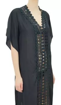 Женское бикини Bimba, накидка, летнее пляжное платье-туника, кафтан 12 чёрный