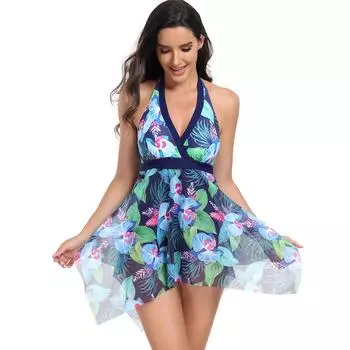 Женское бикини большого размера, консервативное облегающее спа, сексуальный купальный костюм с высокой талией, пляжный купальник, женский летний купальник S чёрный