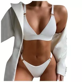 Женское бикини, однотонный купальник, бюстгальтер из двух частей, купальный костюм, пляжная одежда