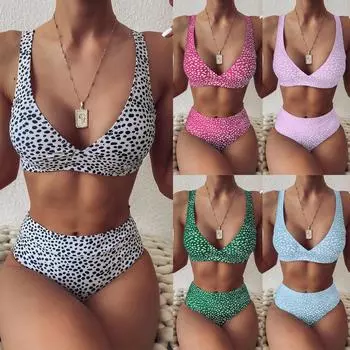 Женское бикини, однотонный купальник, бюстгальтер из двух частей, купальный костюм, пляжная одежда S зелёный