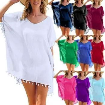 Женское бикини, прикрытие, платье, пляжный купальный костюм, мешковатая туника, топы, футболка