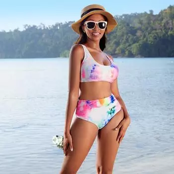 Женское бикини, сексуальный купальный костюм с высокой талией, пляжный купальник, женский летний купальник S